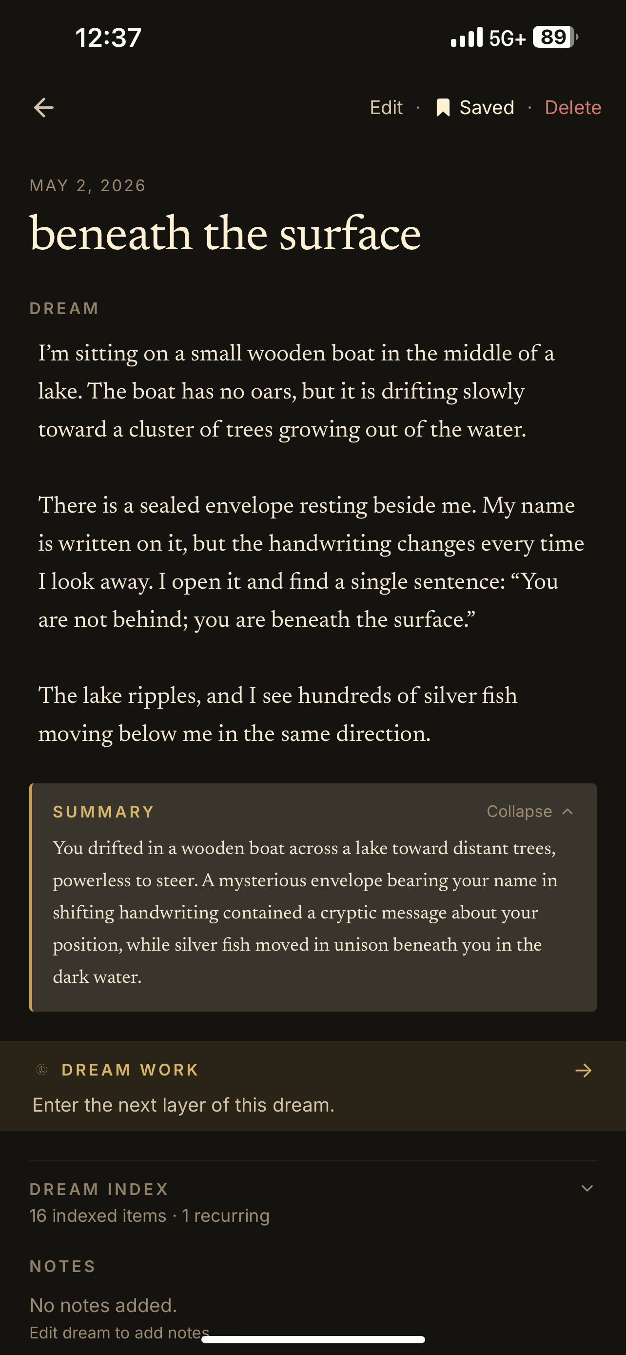 Dark Archive dream detail screen preview